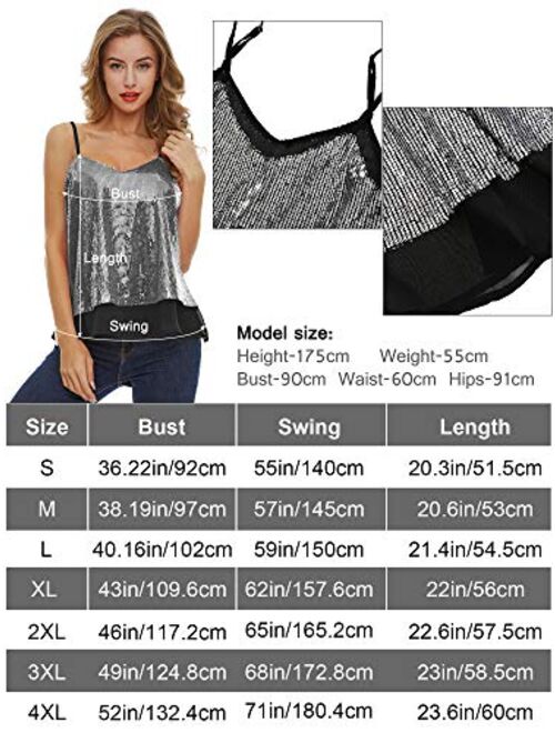 SATINIOR Women's Sleeveless Shining Camisole Sequined Vest Sequin Tank Tops (S-4XL)