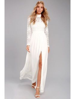 In Dreams White Long Sleeve Lace Maxi Dress