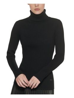 Solid Ribbed Turtleneck Sweater