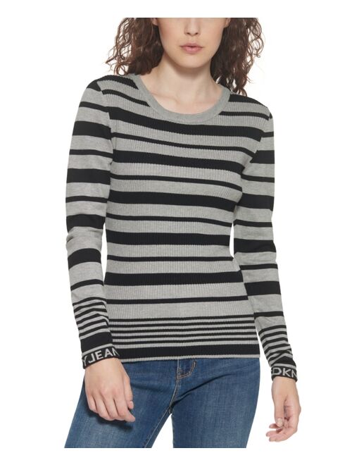 DKNY Ribbed Striped Crewneck Sweater