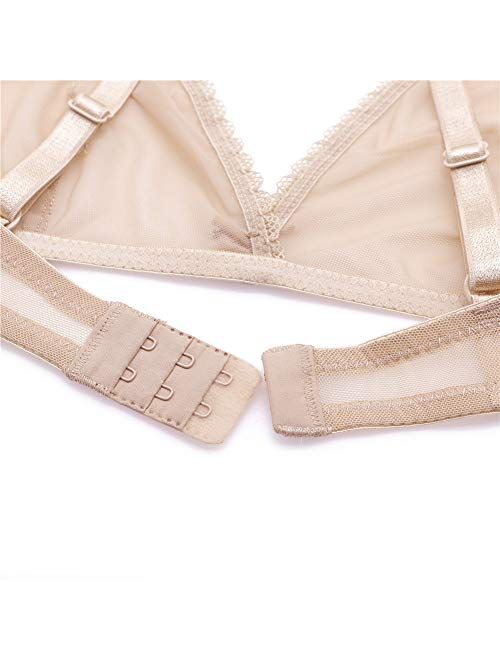 CYHWR Sheer Mesh Transparent Unlined Bra Sexy Wireless Underwear