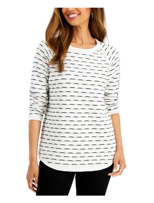 Karen Scott Cotton Boxstitched Curved-Hem Sweater, Created for Macy's