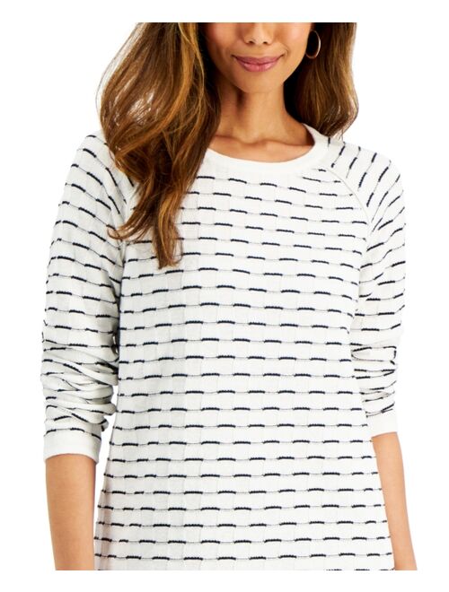 Karen Scott Cotton Boxstitched Curved-Hem Sweater, Created for Macy's