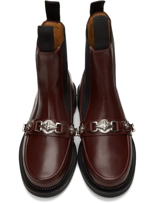 Toga Virilis Burgundy Polished Leather Moc Chelsea Boots