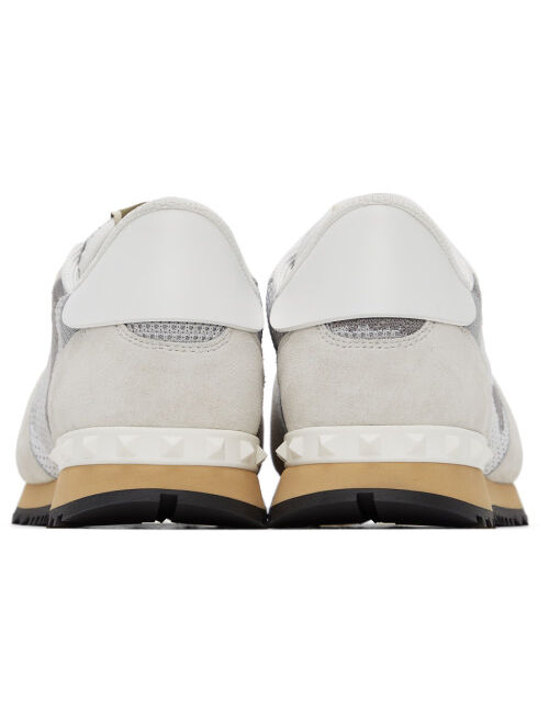 Valentino White & Grey Camo Mesh Rockrunner Sneakers