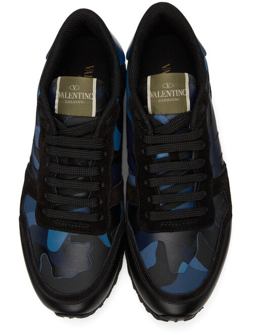 Valentino Blue & Black Camo Rockrunner Sneakers