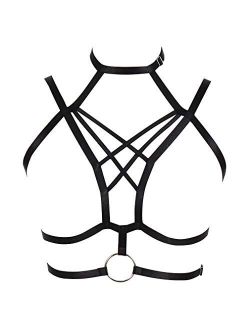Women's Harness Bra Full cage Tops Punk Gothic Chest Strap Stretchy Fabric Hallowee Festive Rave