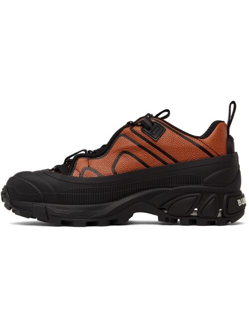 Burberry Black & Orange Leather Arthur Sneakers
