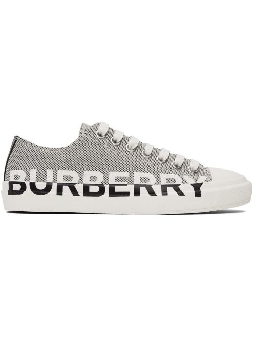 Burberry Black & White Logo Print Sneakers