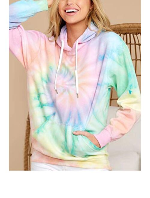 YOCUR Womens Tie Dye Hoodie Teen Girls Cute Ombre Sweatshirt Casual Loose Trendy Pullover Tops