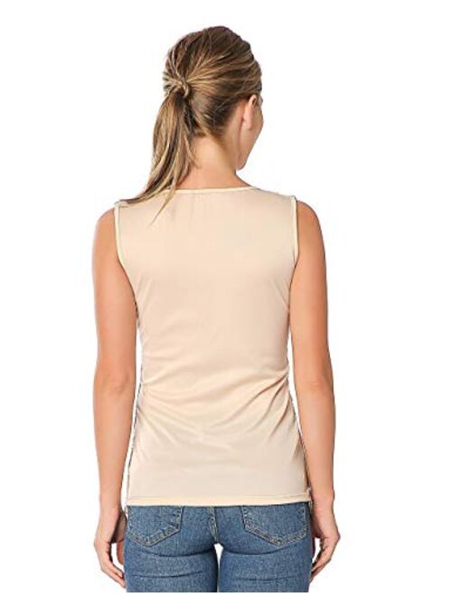 Metme Womens Sleeveless Tank Tops Loose V Neck Shimmer Glam Sequin Embellished Vest Tops