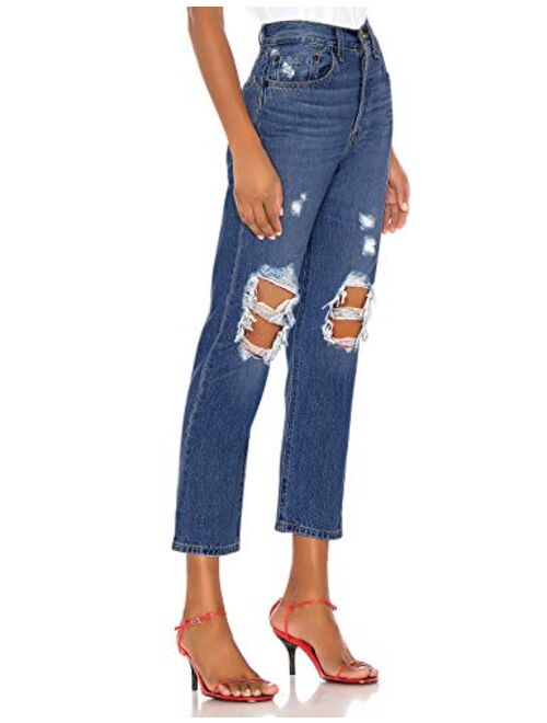 Utyful Women's High Waist Relaxed Fit Ripped Distressed Jeans Straight-Leg Mom Denim Pants