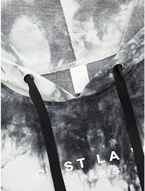 SweatyRocks Women's Tie Dye Long Sleeve Workout Crop Top Sweatshirt Hoodies