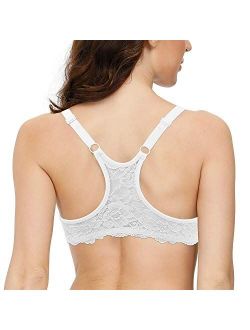 Lwear Women's Push Up Underwire Padded Floral Lace Racerback Front Closure Plunge Add Cups Size T-Shirt Bra