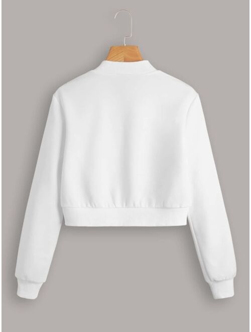 SHEIN Solid Zip Up Bomber Jacket