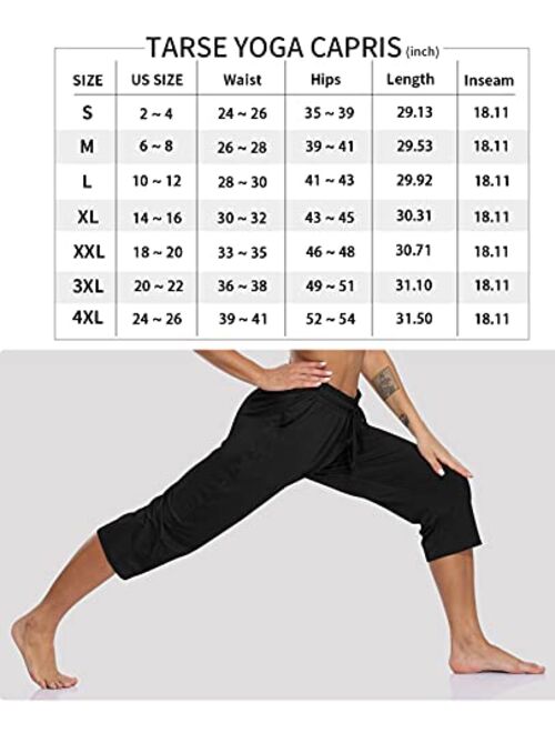 TARSE Women's Capri Yoga Pants Loose Soft Drawstring Workout Sweatpants Causal Lounge Pants with Pockets