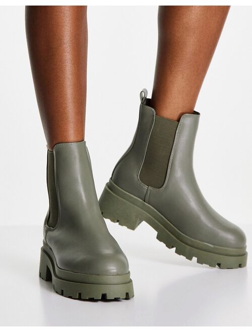 Asos Design Wide Fit Archer chunky chelsea boots in khaki