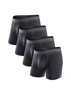 Men's Super Soft Breathable Boxer Briefs Bamboo Rayon Underwear with Fly in 3 or 4 Pack