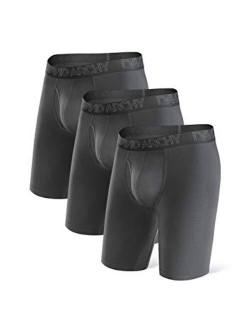 Men's Super Soft Breathable Boxer Briefs Bamboo Rayon Underwear with Fly in 3 or 4 Pack