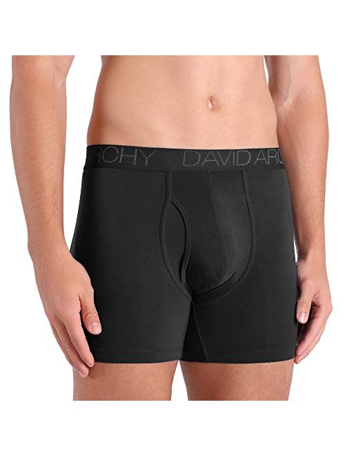 DAVID ARCHY Men's Super Soft Breathable Boxer Briefs Bamboo Rayon Underwear with Fly in 3 or 4 Pack