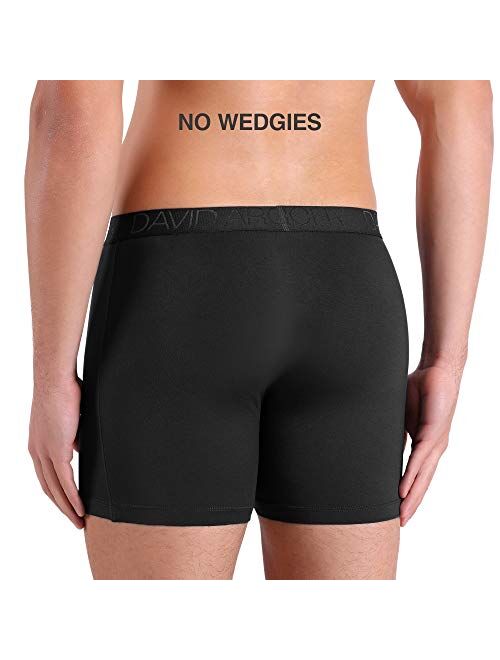 DAVID ARCHY Men's Super Soft Breathable Boxer Briefs Bamboo Rayon Underwear with Fly in 3 or 4 Pack