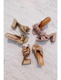 Dorothea Rose Gold Knotted High Heel Sandals