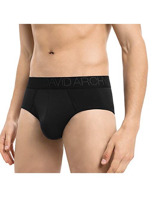 DAVID ARCHY Men's Underwear Bamboo Rayon Breathable Super Soft Comfort Lightweight Briefs With Fly in 4 Pack