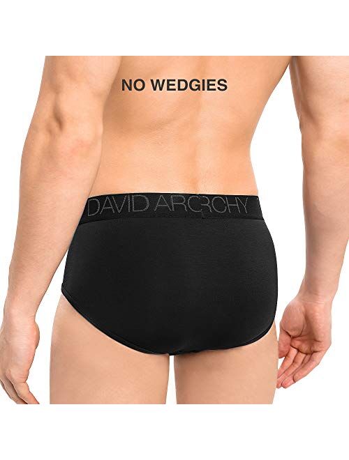 DAVID ARCHY Men's Underwear Bamboo Rayon Breathable Super Soft Comfort Lightweight Briefs With Fly in 4 Pack