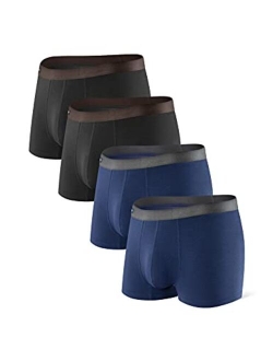 Men's Underwear Bamboo Rayon Breathable Trunks Basic Solid Super Soft Underwear in 4 Pack No Fly