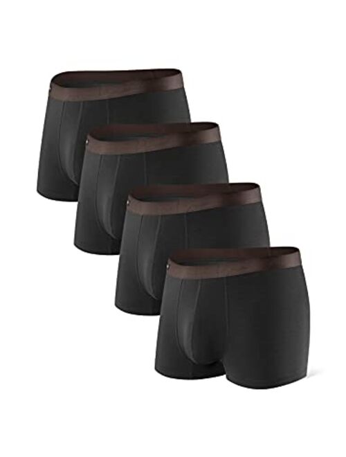 DAVID ARCHY Men's Underwear Bamboo Rayon Breathable Trunks Basic Solid Super Soft Underwear in 4 Pack No Fly