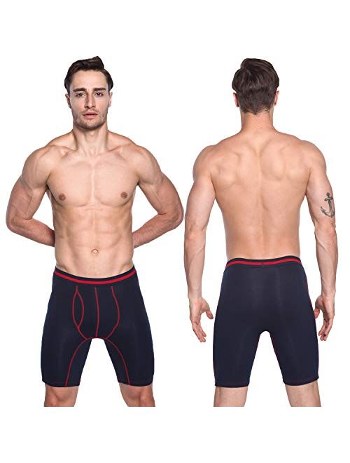 Nuofengkudu Men's Cotton Boxer Briefs Long Leg Underwear Assorted Colors