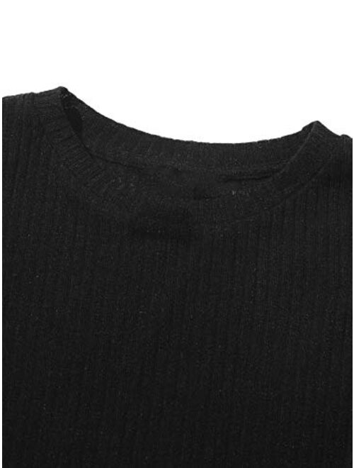 Verdusa Women's 2 Piece Lounge Sets Rib Knit Crop Top & Shorts Sweater Sweatsuit