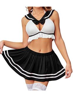 Lingerie Schoolgirl Outfit Sexy Costume Sailor Cosplay Roleplay Set