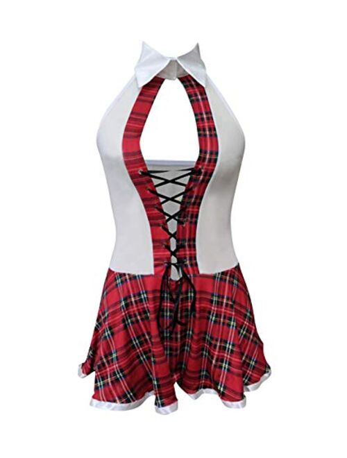Women's Schoolgirl Cosplay Lingerie Set Costume Roleplay Uniform Sexy Shrug Mini Skirt School Girl