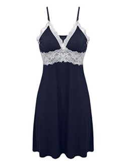 Sleepwear Womens Chemise Nightgown Full Slip Lace Lounge Dress