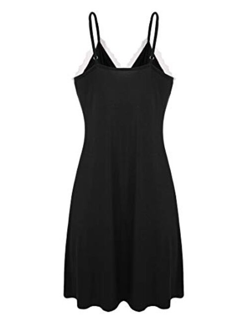 Ekouaer Sleepwear Womens Chemise Nightgown Full Slip Lace Lounge Dress