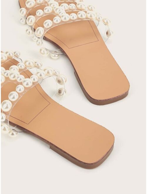 Shein Faux Pearl Decor Slide Sandals