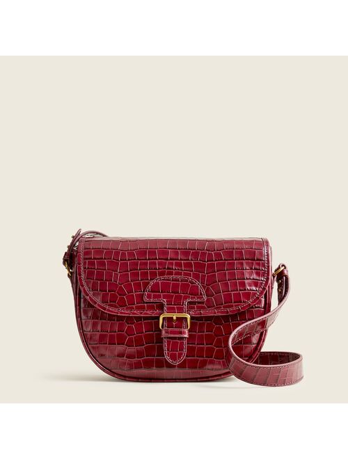 J.Crew Classic large saddle bag in croc-embossed leather