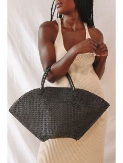 Bring the Chic Black Woven Oversized Tote Bag