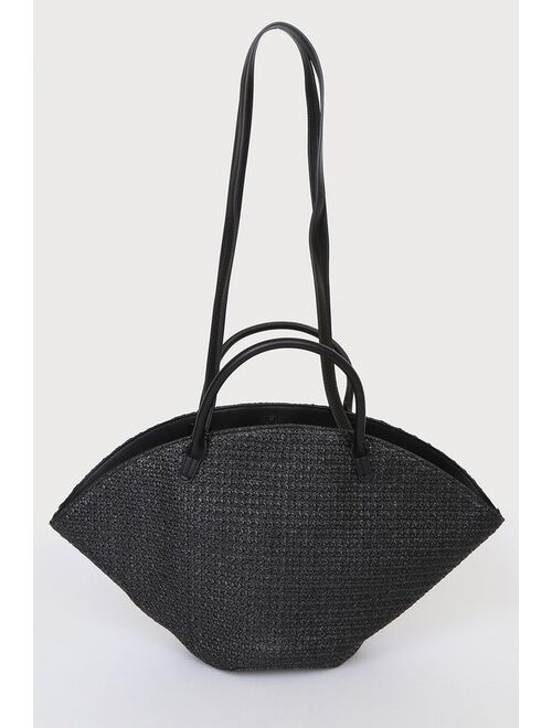 Lulus Bring the Chic Black Woven Oversized Tote Bag