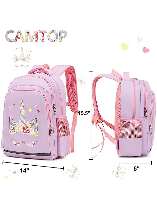 CAMTOP Backpack for Kids Girls School Backpack with Lunch Box Preschool Kindergarten BookBag Set (Mint Green-Unicorn)