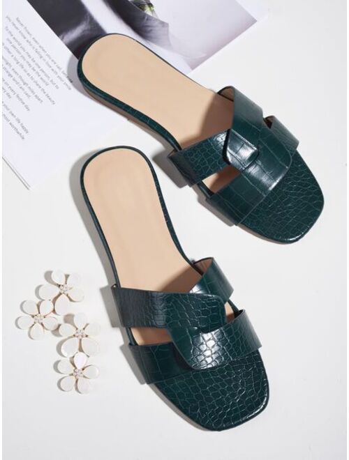 Shein Croc Embossed Slide Sandals