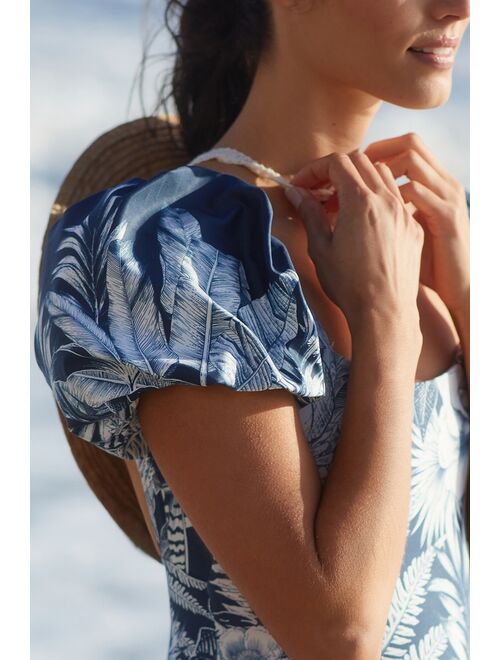 Anthropologie Agua Bendita Palma Puff-Sleeved One-Piece Swimsuit