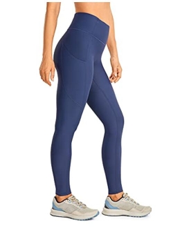Women's Thermal Fleece Lined Workout Leggings 28 Inches - High Waisted Winter Yoga Pants with Pockets