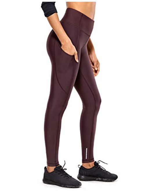 CRZ YOGA Women's Thermal Fleece Lined Workout Leggings 28 Inches - High Waisted Winter Yoga Pants with Pockets