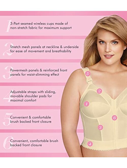 Exquisite Form FULLY Classic Support Slimming Full-Coverage Longline Posture Bra, Front Closure, Wire-Free #5107530