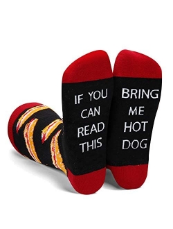 Zmart If You Can Read This Bring Me Pickle Bacon Hot Dog Pizza Socks for Women, Funny Pickle Bacon Hot Dog Pizza Gifts
