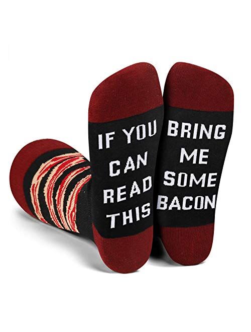 Zmart If You Can Read This Bring Me Pickle Bacon Hot Dog Pizza Socks for Women, Funny Pickle Bacon Hot Dog Pizza Gifts