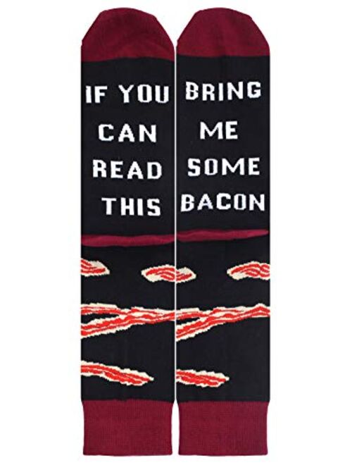 Leotruny If You Can Read This Bring Me Novelty Funny Crew Socks Gift For Men and Women