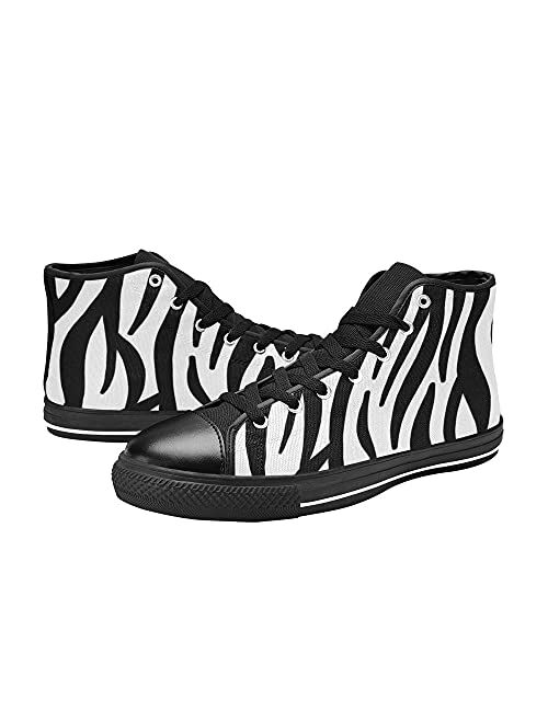 Zebra Striped Fashion High Top Shoes for Women Lined Canvas Style